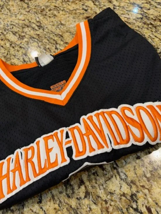 🏍️ VTG Harley-Davidson Mesh Basketball Jersey Tank Mens Large Biker Roeder Ohio - Picture 13 of 13